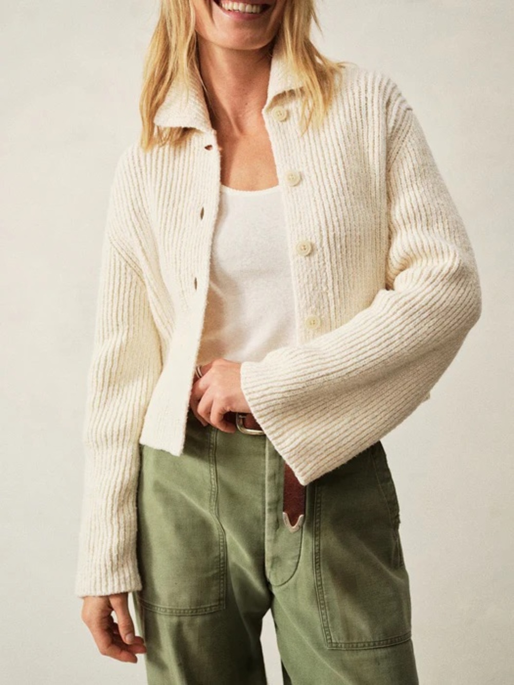 NWOT Buck Mason SOFT SPUN COTTON COLLARED CARDIGAN